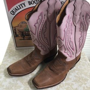 Justin Coffee Westerner Pink Luscious Boots 8.5